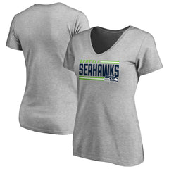 Seattle Seahawks Women's Iconic Collection On Side Stripe V-Neck T-Shirt Heather Gray | NFL