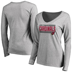 Arizona Cardinals Women's Iconic Collection On Side Stripe Long Sleeve V-Neck T-Shirt Ash | NFL