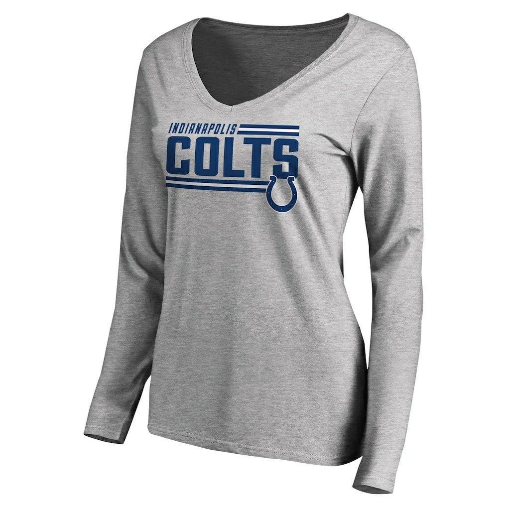 Indianapolis Colts Women's Iconic Collection On Side Stripe Long Sleeve V-Neck T-Shirt Ash | NFL