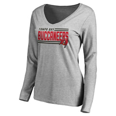 Tampa Bay Buccaneers Women's Iconic Collection On Side Stripe Long Sleeve V-Neck T-Shirt Ash | NFL