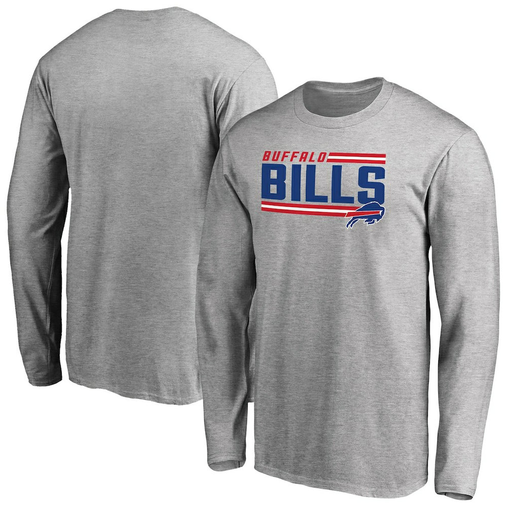 Buffalo Bills Iconic Collection On Side Stripe Long Sleeve T-Shirt Ash | NFL