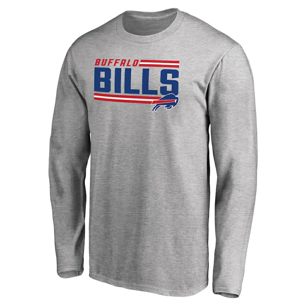 Buffalo Bills Iconic Collection On Side Stripe Long Sleeve T-Shirt Ash | NFL
