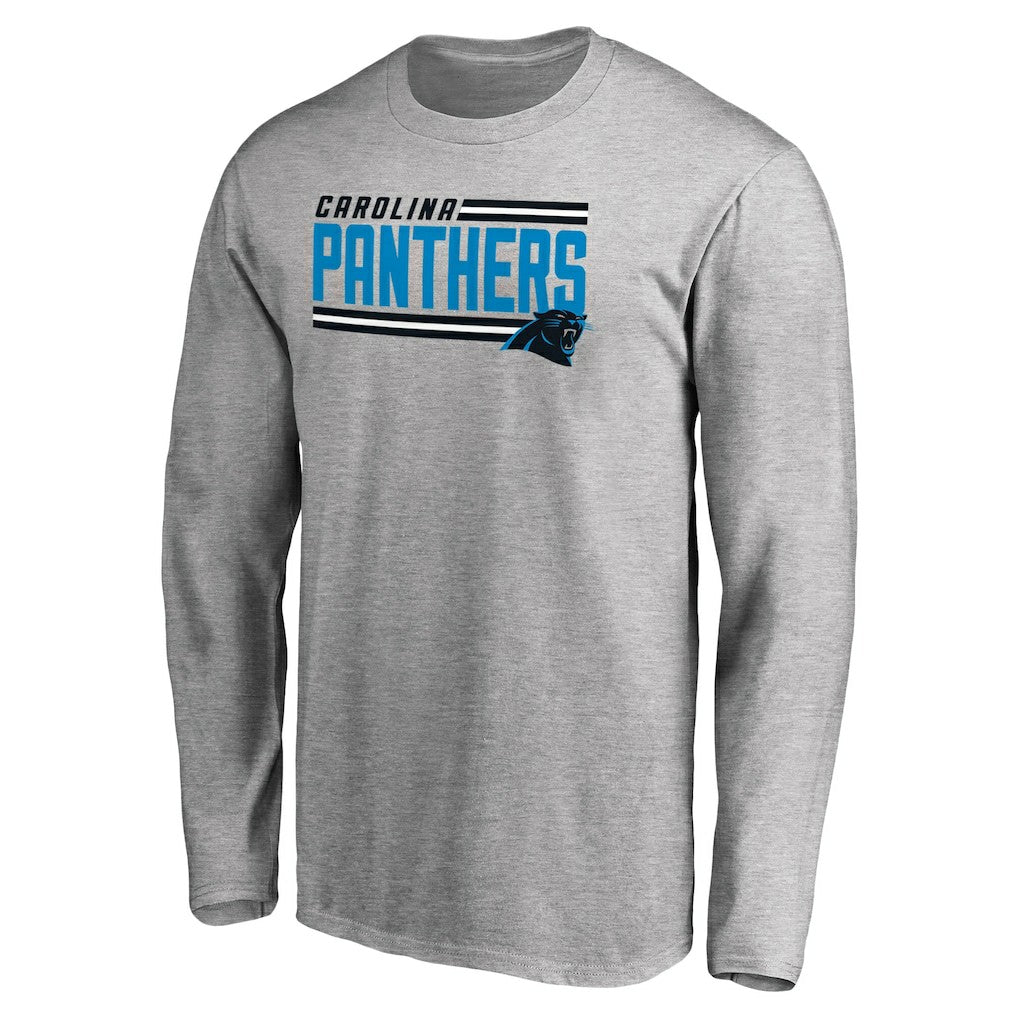Carolina Panthers Iconic Collection On Side Stripe Long Sleeve T-Shirt Ash | NFL