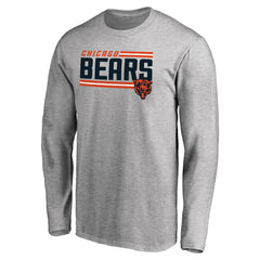 Chicago Bears Iconic Collection On Side Stripe Long Sleeve T-Shirt Ash | NFL