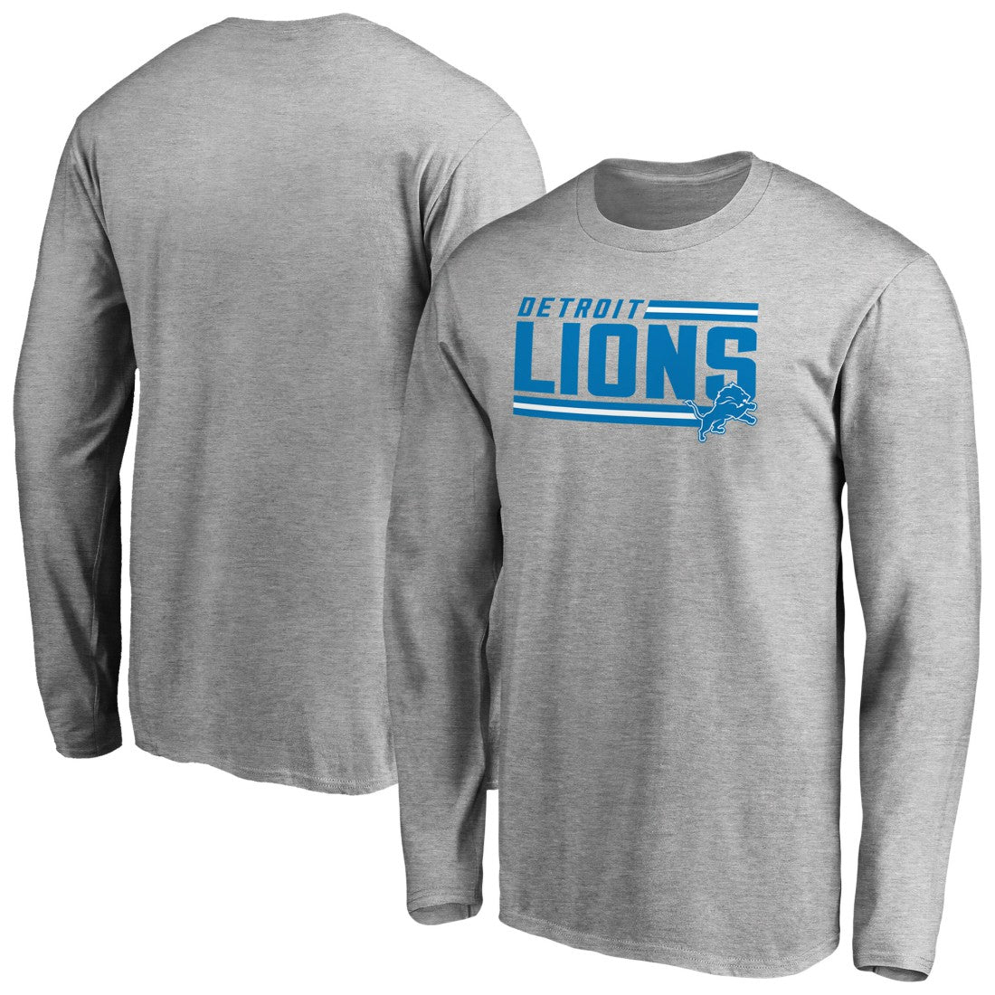 Detroit Lions Iconic Collection On Side Stripe Long Sleeve T-Shirt Ash | NFL