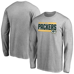 Green Bay Packers Iconic Collection On Side Stripe Long Sleeve T-Shirt Ash | NFL