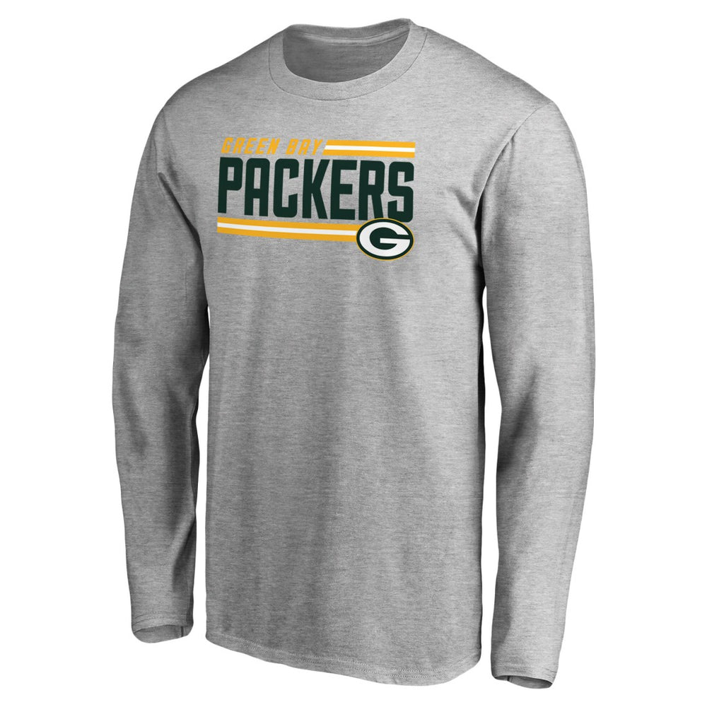 Green Bay Packers Iconic Collection On Side Stripe Long Sleeve T-Shirt Ash | NFL