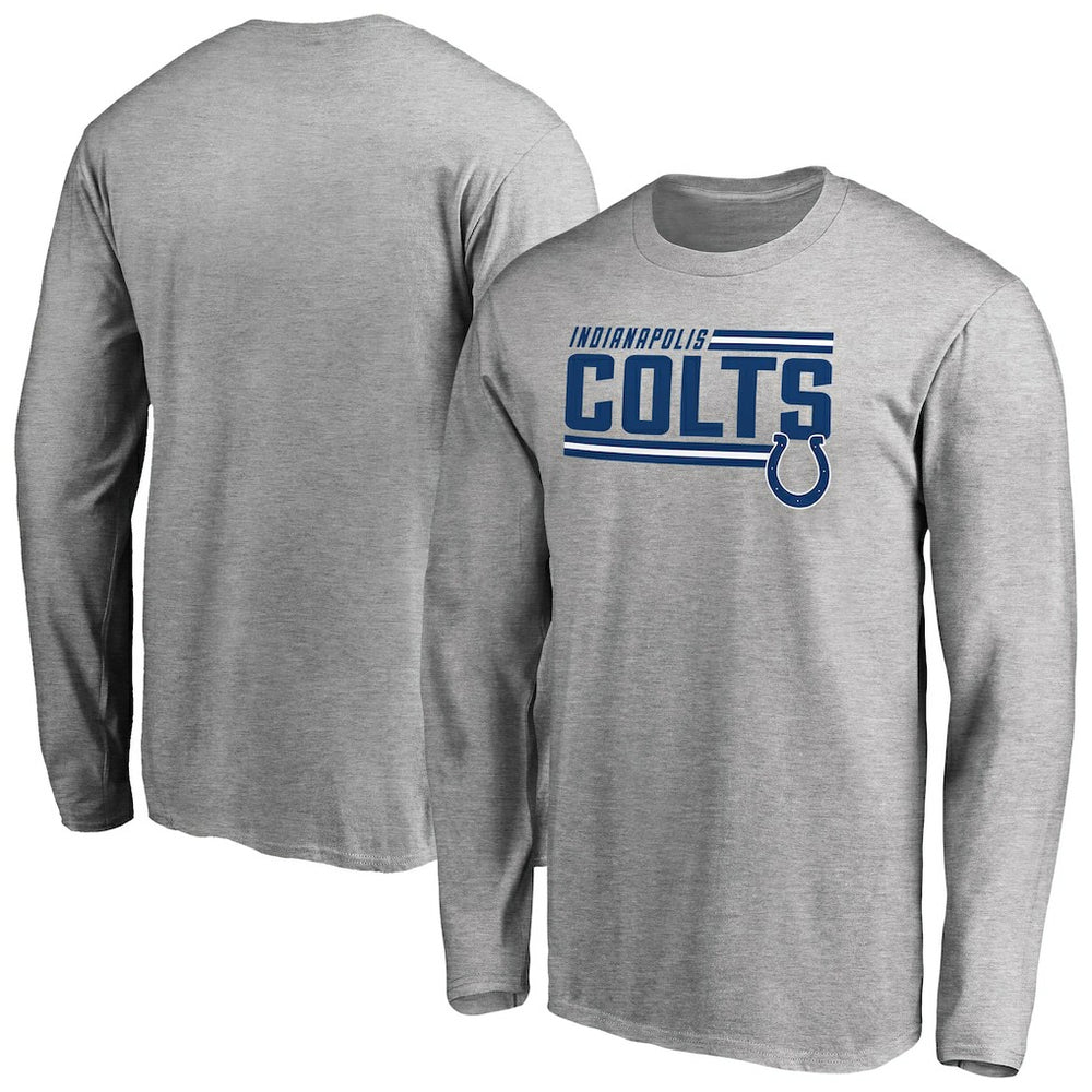 Indianapolis Colts Iconic Collection On Side Stripe Long Sleeve T-Shirt Ash | NFL