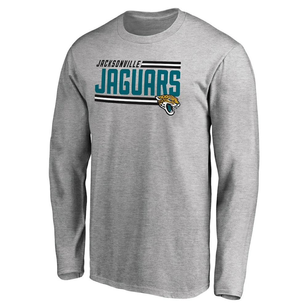 Jacksonville Jaguars Iconic Collection On Side Stripe Long Sleeve T-Shirt Ash | NFL