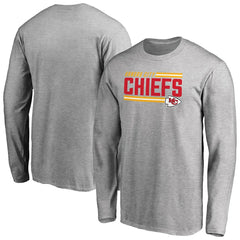 Kansas City Chiefs Iconic Collection On Side Stripe Long Sleeve T-Shirt Ash | NFL