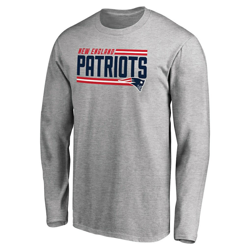 New England Patriots Iconic Collection On Side Stripe Long Sleeve T-Shirt Ash | NFL