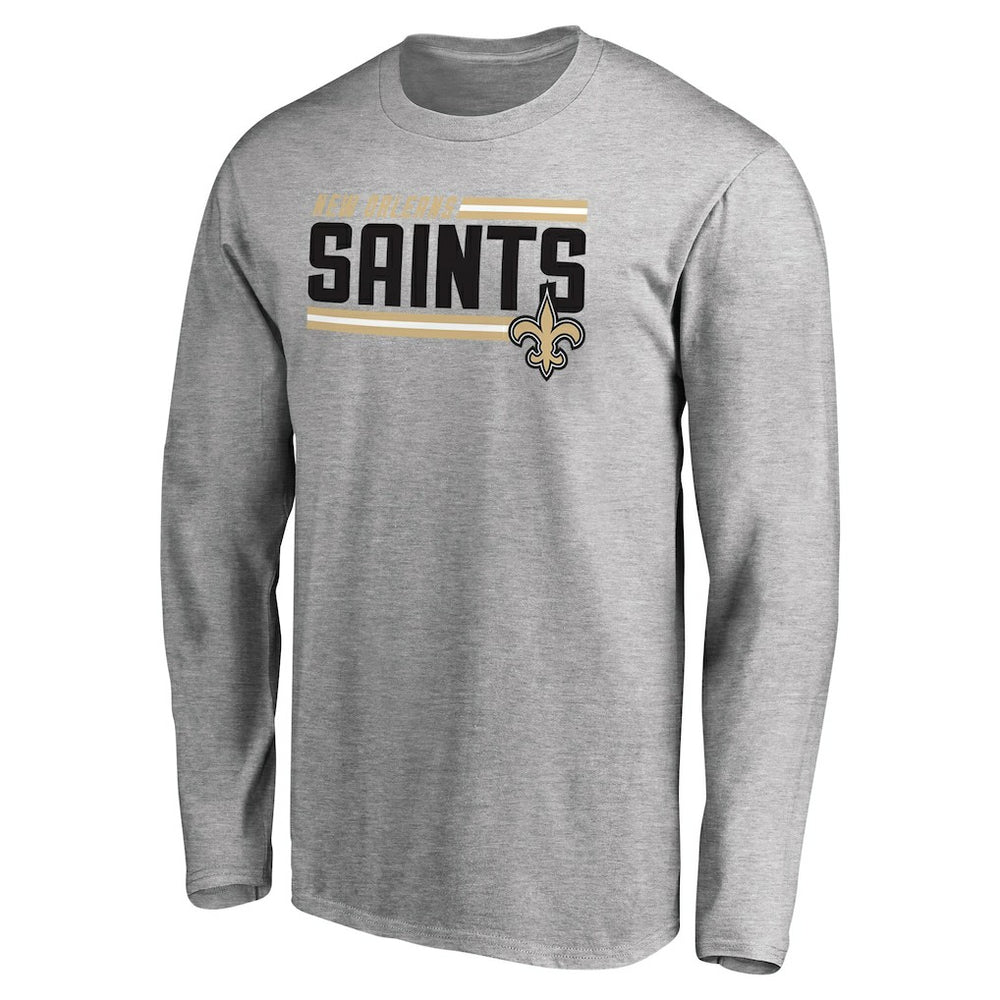 New Orleans Saints Iconic Collection On Side Stripe Long Sleeve T-Shirt Ash | NFL