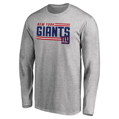 New York Giants Iconic Collection On Side Stripe Long Sleeve T-Shirt Ash | NFL