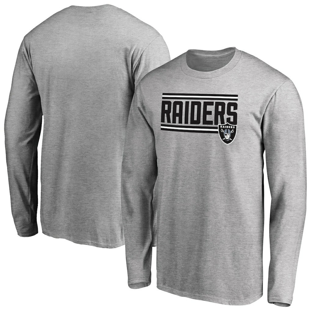 Las Vegas Raiders Iconic Collection On Side Stripe Long Sleeve T-Shirt Ash | NFL