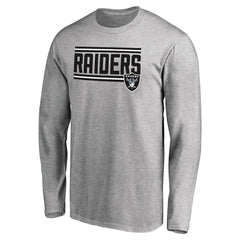 Las Vegas Raiders Iconic Collection On Side Stripe Long Sleeve T-Shirt Ash | NFL