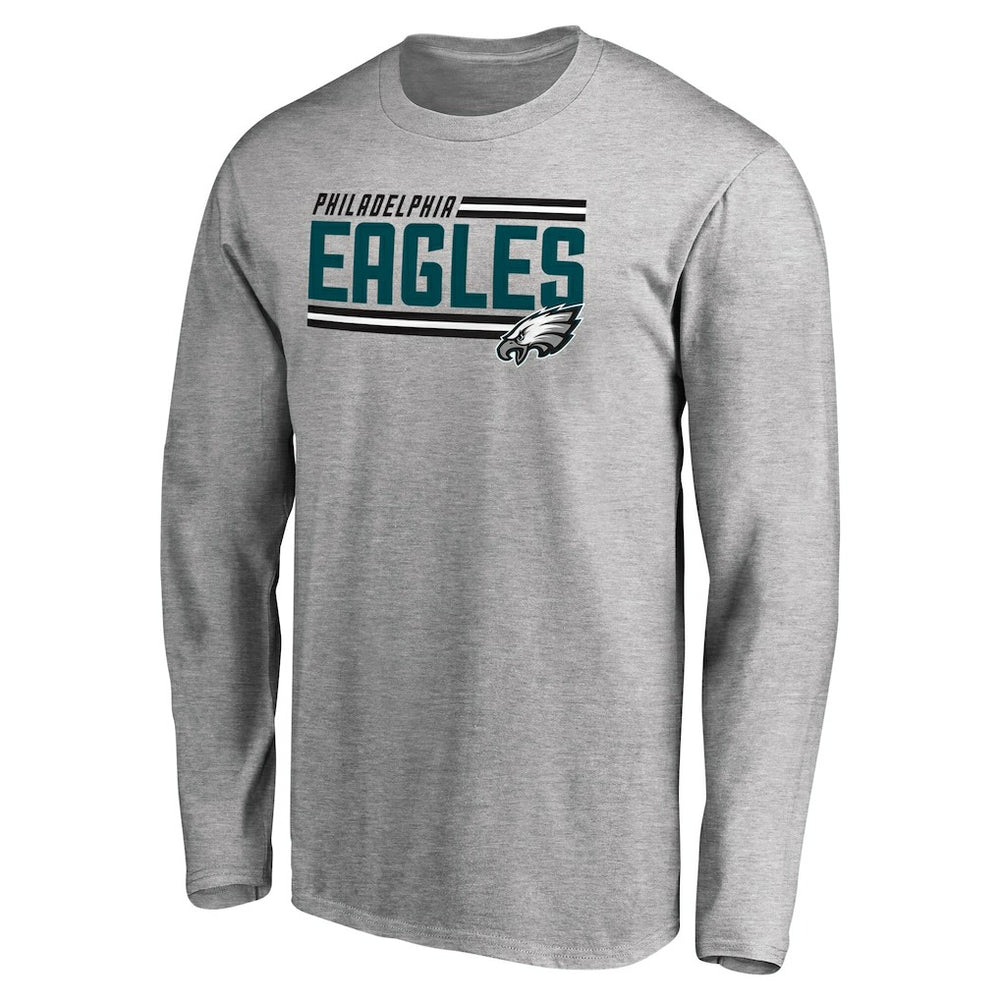 Philadelphia Eagles Iconic Collection On Side Stripe Long Sleeve T-Shirt Ash | NFL