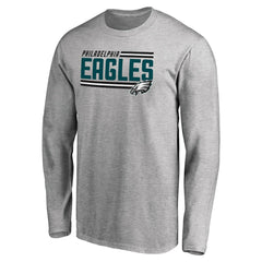 Philadelphia Eagles Iconic Collection On Side Stripe Long Sleeve T-Shirt Ash | NFL