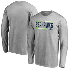 Seattle Seahawks Iconic Collection On Side Stripe Long Sleeve T-Shirt Ash | NFL