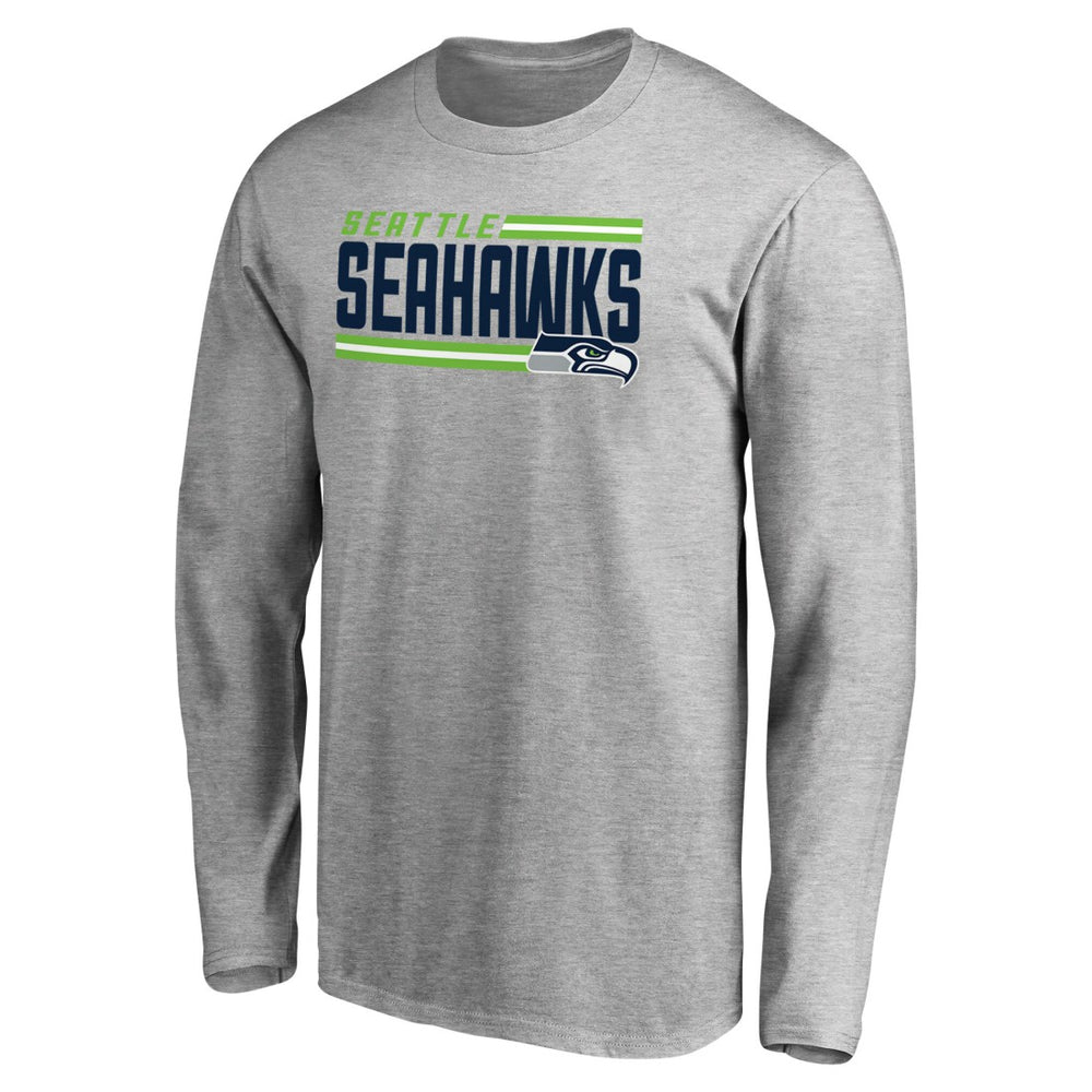 Seattle Seahawks Iconic Collection On Side Stripe Long Sleeve T-Shirt Ash | NFL