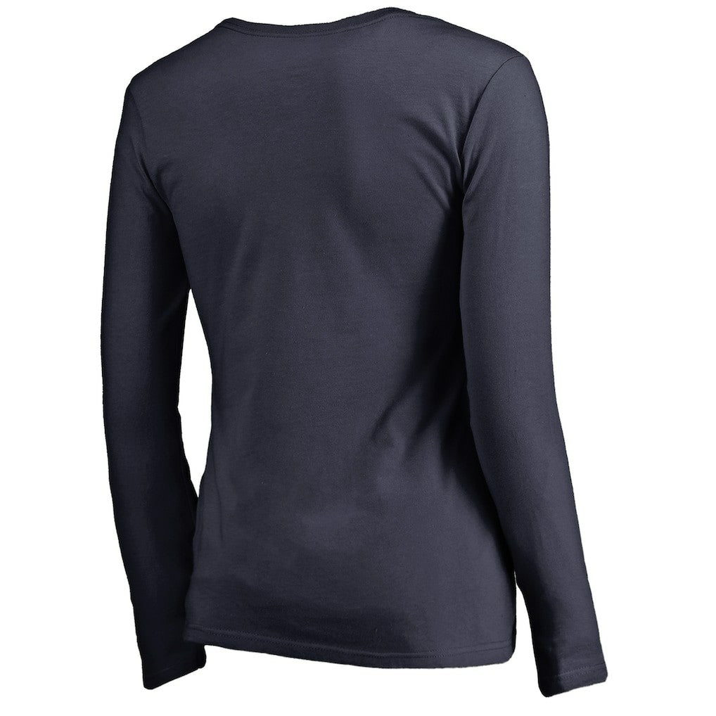 Chicago Bears Women's Iconic Collection Script Assist Long Sleeve V-Neck T-Shirt Navy | NFL