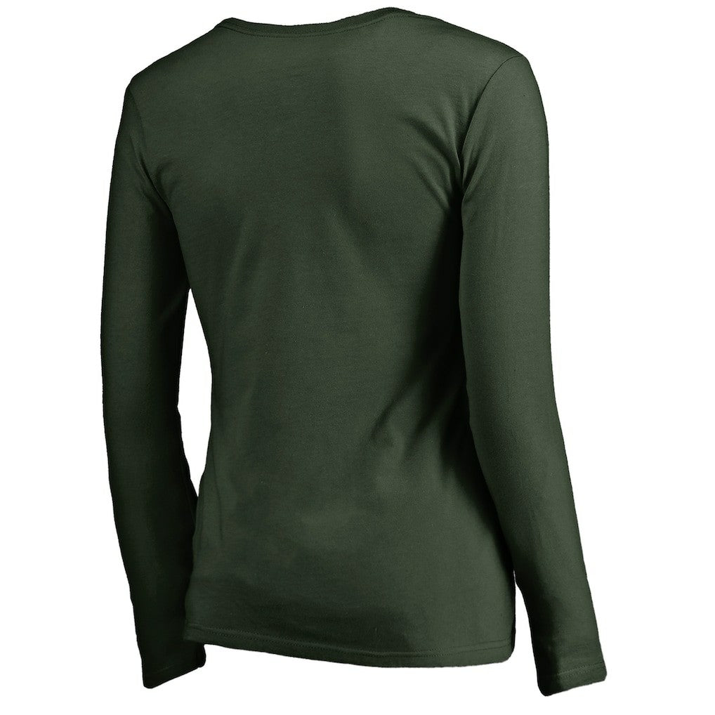 Green Bay Packers Women's Iconic Collection Script Assist Long Sleeve V-Neck T-Shirt Green | NFL