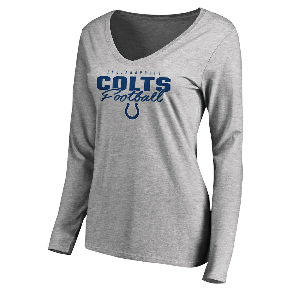Indianapolis Colts Women's Iconic Collection Script Assist Long Sleeve V-Neck T-Shirt Ash | NFL