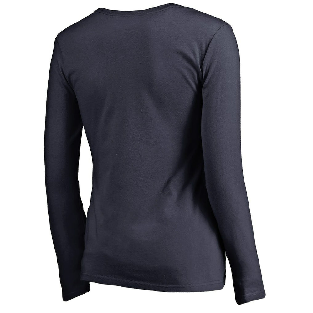 New England Patriots Women's Iconic Collection Script Assist Long Sleeve V-Neck T-Shirt Navy | NFL