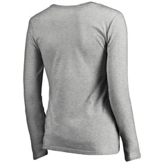 New York Giants Women's Iconic Collection Script Assist Long Sleeve V-Neck T-Shirt Ash | NFL