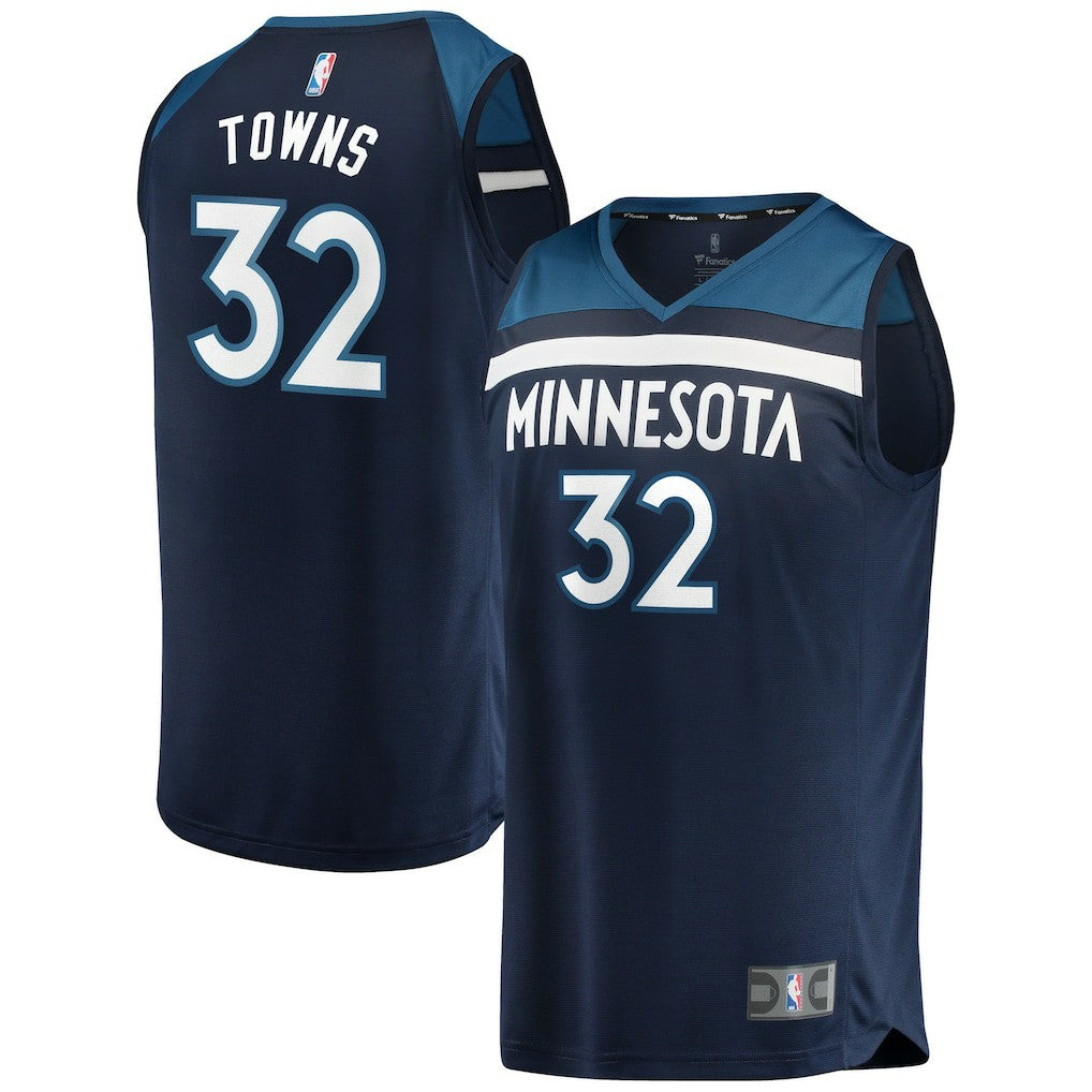Karl-Anthony Towns Minnesota Timberwolves Fast Break Replica Player Jersey Navy Icon Edition - NBA