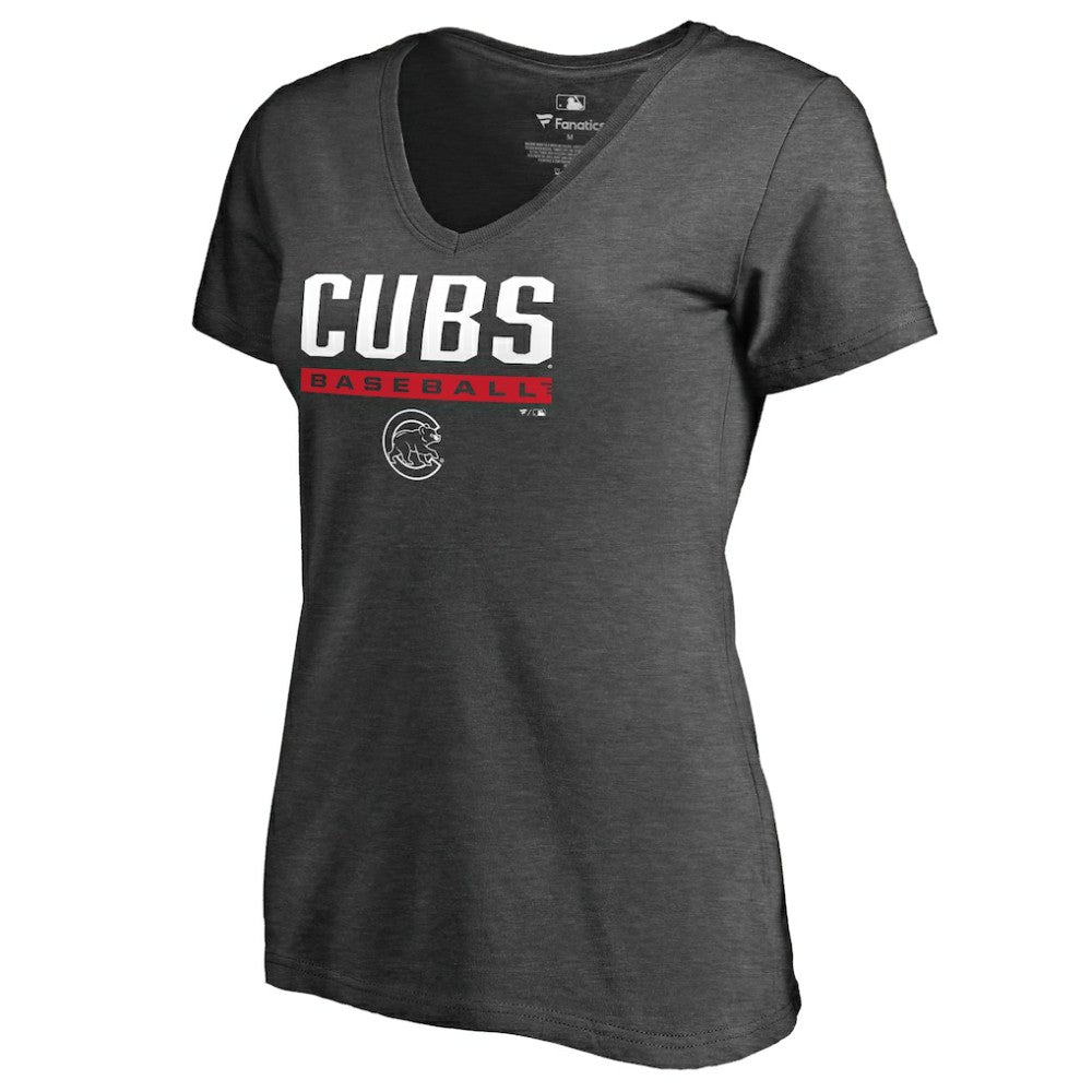 Chicago Cubs Women's Win Stripe V-Neck T-Shirt - MLB