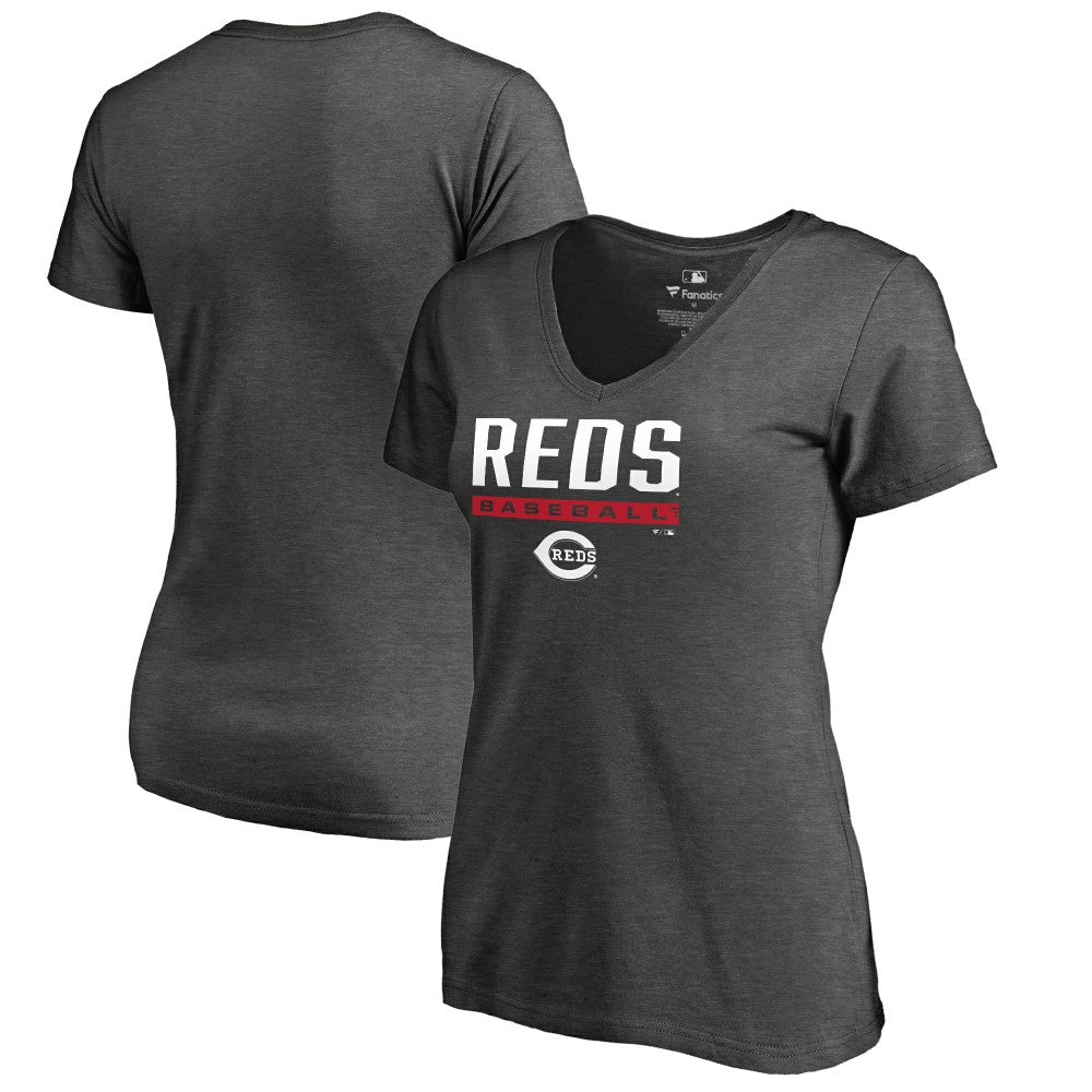 Cincinnati Reds Women's Win Stripe V-Neck T-Shirt - MLB