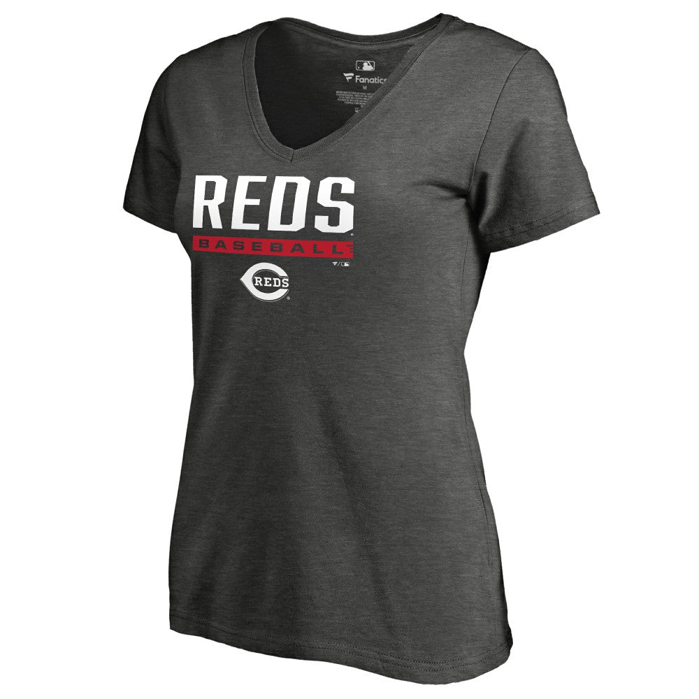 Cincinnati Reds Women's Win Stripe V-Neck T-Shirt - MLB