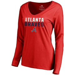 Atlanta Braves Women's Fade Out V-Neck Long Sleeve T-Shirt - MLB