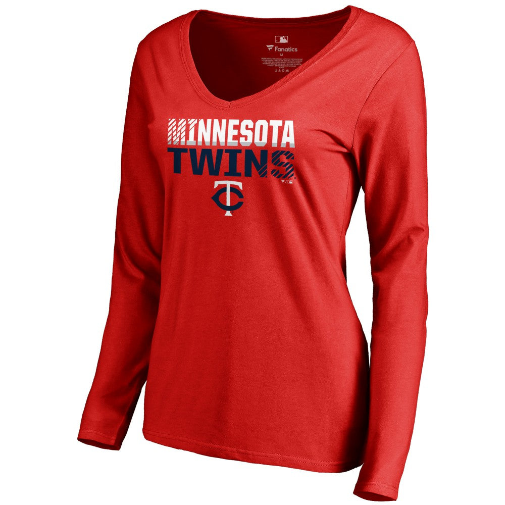 Minnesota Twins Women's Fade Out V-Neck Long Sleeve T-Shirt - MLB