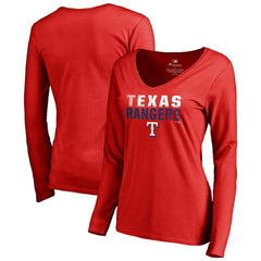 Texas Rangers Women's Fade Out V-Neck Long Sleeve T-Shirt - MLB