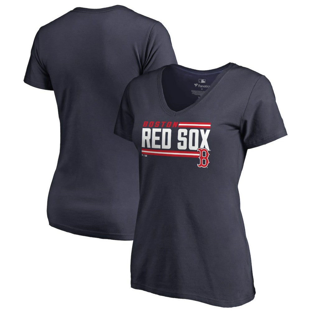 Boston Red Sox Women's Onside Stripe V-Neck T-Shirt - MLB