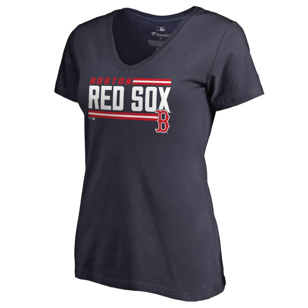 Boston Red Sox Women's Onside Stripe V-Neck T-Shirt - MLB