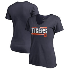 Detroit Tigers Women's Onside Stripe V-Neck T-Shirt - MLB