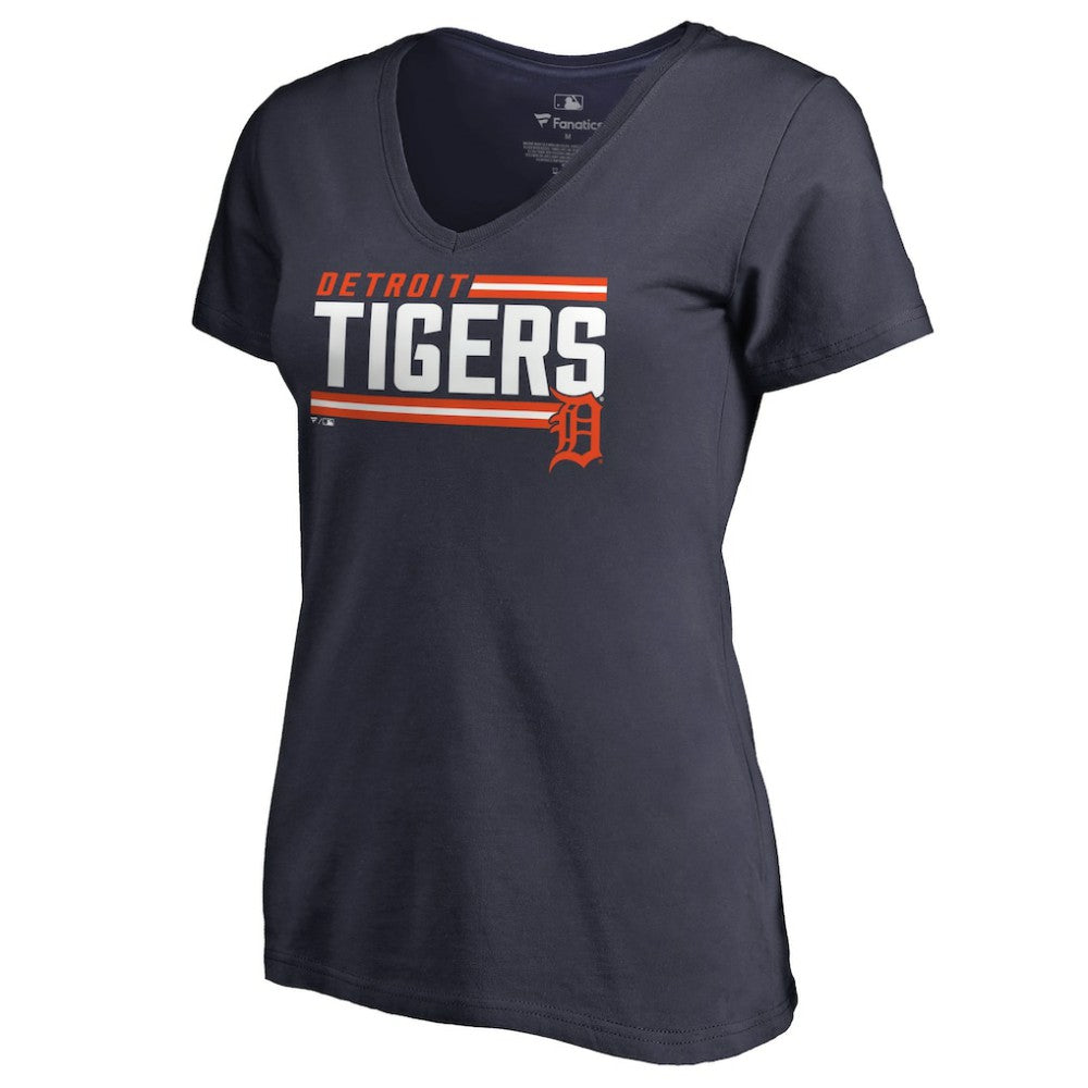 Detroit Tigers Women's Onside Stripe V-Neck T-Shirt - MLB