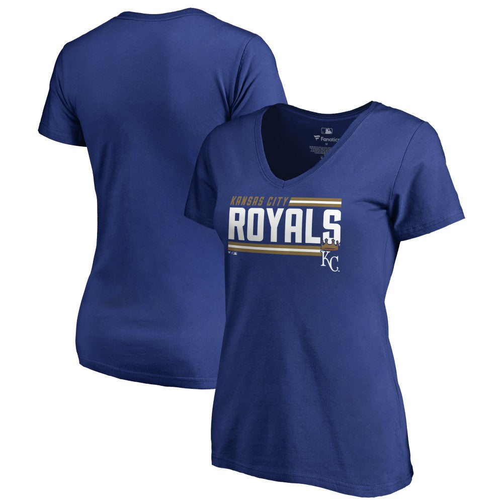 Kansas City Royals Women's Onside Stripe V-Neck T-Shirt - MLB