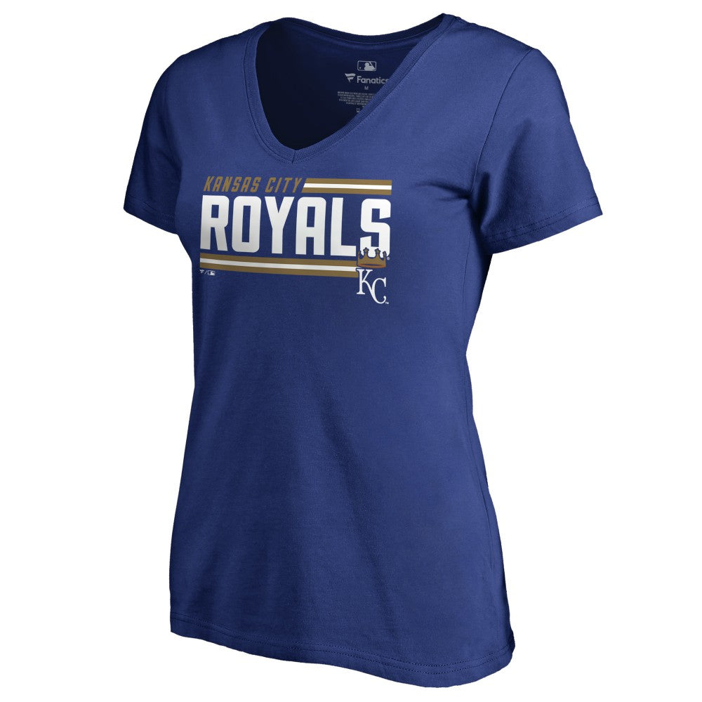Kansas City Royals Women's Onside Stripe V-Neck T-Shirt - MLB