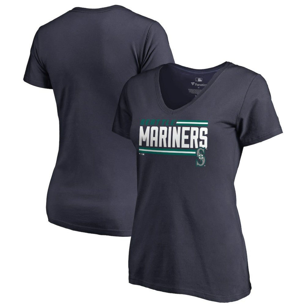 Seattle Mariners Women's Onside Stripe V-Neck T-Shirt - MLB