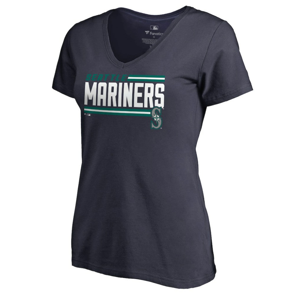 Seattle Mariners Women's Onside Stripe V-Neck T-Shirt - MLB