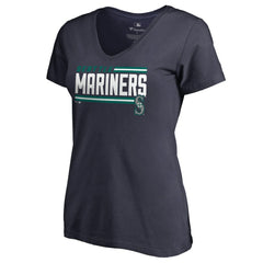 Seattle Mariners Women's Onside Stripe V-Neck T-Shirt - MLB