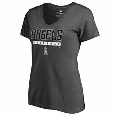 Los Angeles Angels Women's Charcoal Stack V-Neck T-Shirt - MLB