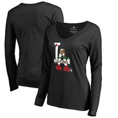 Los Angeles Dodgers Women's Hometown Collection Cali Flag Long Sleeve V-Neck T-Shirt - MLB