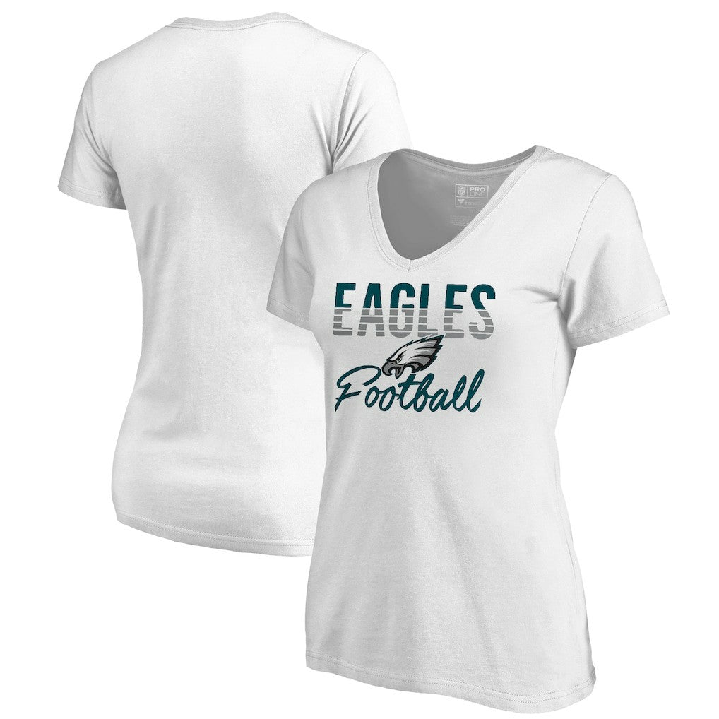 Philadelphia Eagles Women's Free Line V-Neck T-Shirt White | NFL