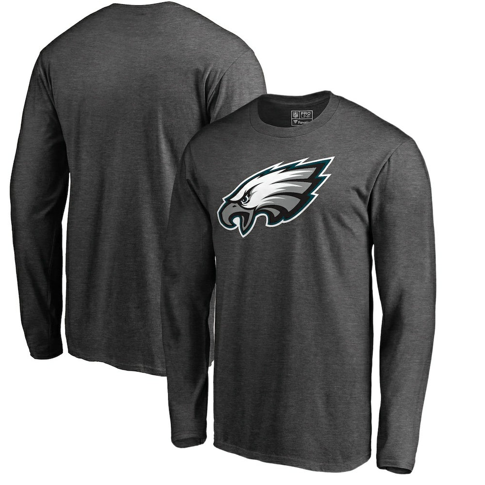 Philadelphia Eagles Primary Logo Long Sleeve T-Shirt Heathered Charcoal | NFL