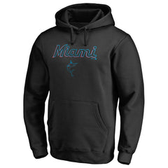 Miami Marlins Team Lockup Fitted Pullover Hoodie - MLB