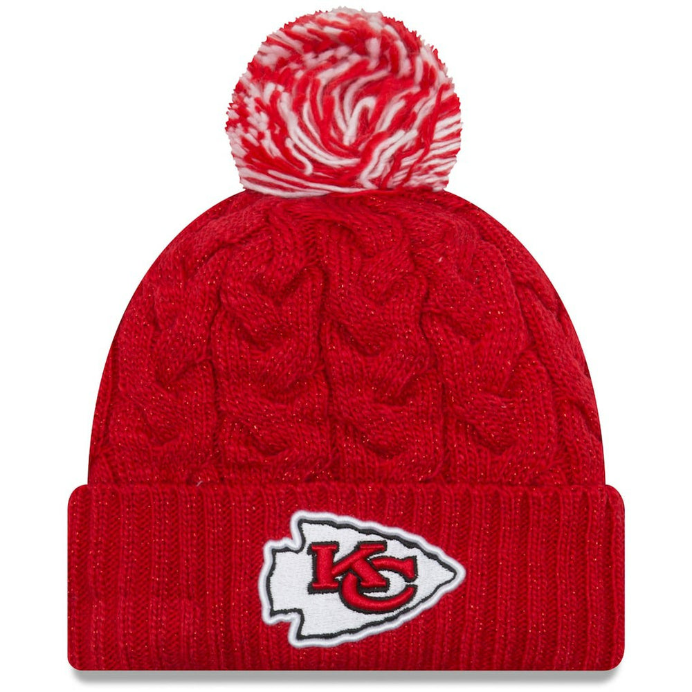 Kansas City Chiefs New Era Women's Cozy Cable Cuffed Knit Hat Red | NFL